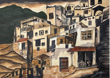 Painting titled "HOMES IN SILOE" by Jairo Duque, Original Artwork, Watercolor