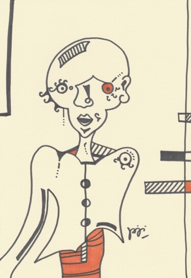 Desenho intitulada "femme mannequin" por Jaji, Obras de arte originais, Marcador