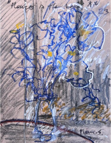 Disegno intitolato "Flowers in the Wind…" da Jake Sheykhet, Opera d'arte originale, Pastello