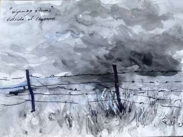 Картина под названием "Wyoming Storms" - Jake Sheykhet, Подлинное произведение искусства, Масло