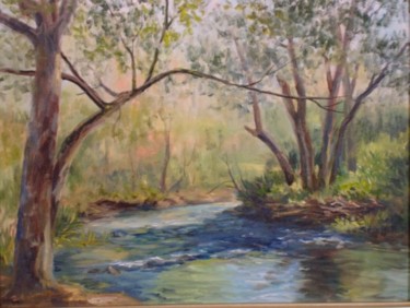 Malarstwo zatytułowany „Salmon River in Mar…” autorstwa Elizabeth Sennett, Oryginalna praca, Olej