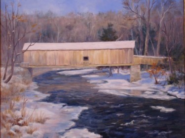 Painting titled "Comstock Bridge" by Elizabeth Sennett, Original Artwork, Oil