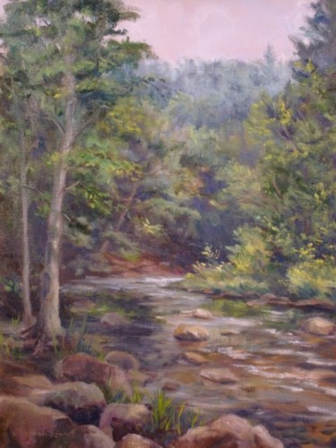 Pintura titulada "Salmon River in Eas…" por Elizabeth Sennett, Obra de arte original, Oleo