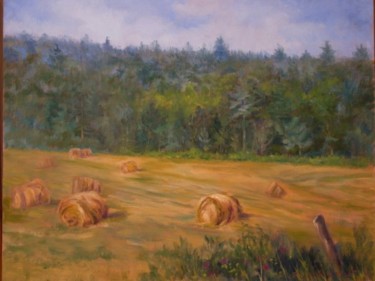 Painting titled "Haying Time" by Elizabeth Sennett, Original Artwork, Oil