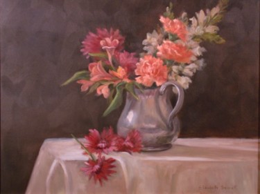 Painting titled "Carnations" by Elizabeth Sennett, Original Artwork, Oil