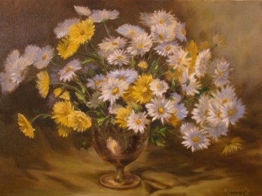 Painting titled "Yellow and White Bo…" by Elizabeth Sennett, Original Artwork, Oil