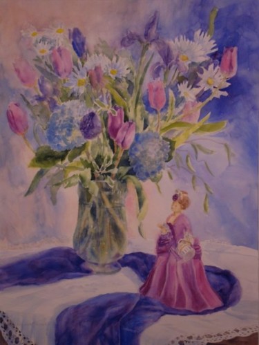 Картина под названием "Spring Bouquet with…" - Elizabeth Sennett, Подлинное произведение искусства, Масло