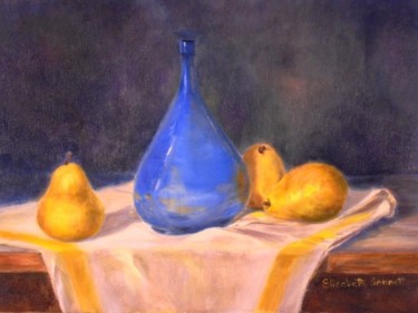 Painting titled "Blue Bottle Reflect…" by Elizabeth Sennett, Original Artwork, Oil