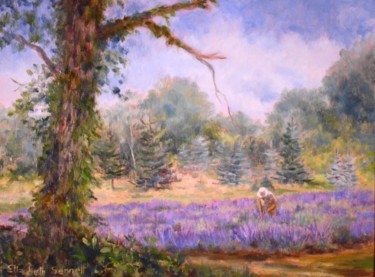 Painting titled "Old Purple Farm" by Elizabeth Sennett, Original Artwork, Oil
