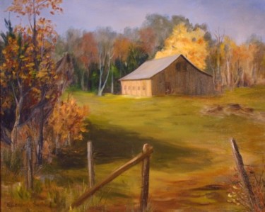 Pittura intitolato "Sunset at the Farm" da Elizabeth Sennett, Opera d'arte originale, Olio