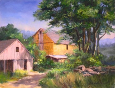 Pittura intitolato "Voluntown Farm" da Elizabeth Sennett, Opera d'arte originale, Olio