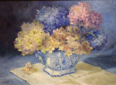 Painting titled "Antique Bowl with H…" by Elizabeth Sennett, Original Artwork, Oil