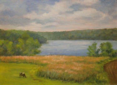 Painting titled "Moodus Reservoir Vi…" by Elizabeth Sennett, Original Artwork, Oil