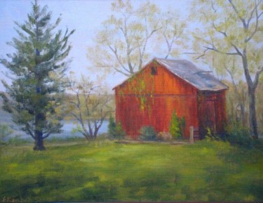 Painting titled "East Haddam Barn" by Elizabeth Sennett, Original Artwork, Oil