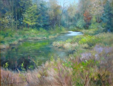 Pintura intitulada "Marshfield Brook" por Elizabeth Sennett, Obras de arte originais, Óleo