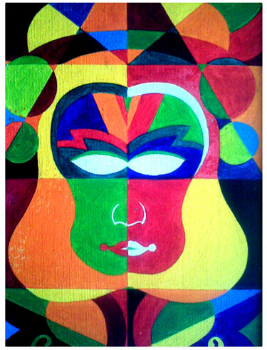 Peinture intitulée "Ugra Roopa" par Jakeer Hussain, Œuvre d'art originale, Huile
