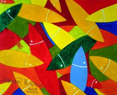 Peinture intitulée "Fish 3342" par Jakeer Hussain, Œuvre d'art originale