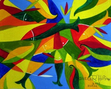 Peinture intitulée "Fish 847875" par Jakeer Hussain, Œuvre d'art originale