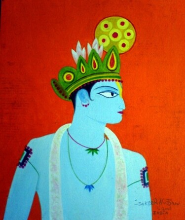 Painting titled "Krishna 2" by Jakeer Hussain, Original Artwork