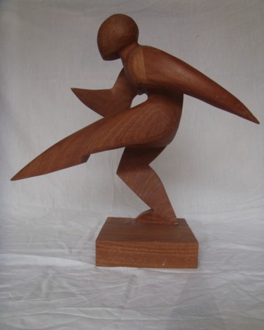 Escultura titulada "futbolista" por Jako Fernández J.Isaac P.Sánchez, Obra de arte original, Madera