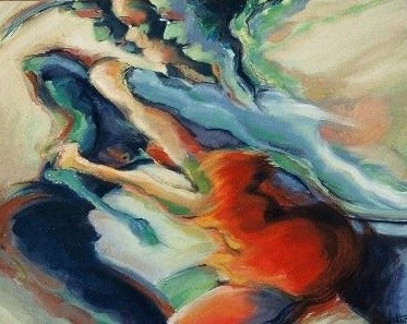 Peinture intitulée "le pas de trois" par Jaktono, Œuvre d'art originale