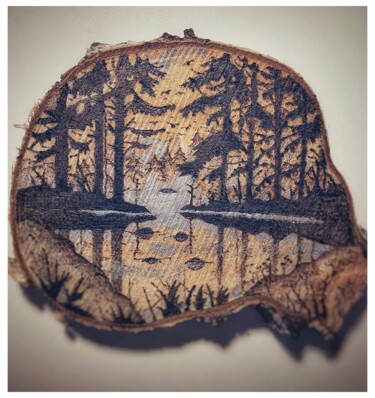 Printmaking titled "Lake" by Jakub Kossakowski (Art After Hours), Original Artwork, Xylography