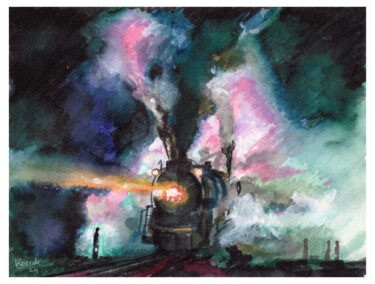 Painting titled "Dreams - journey" by Jakub Kossakowski (Art After Hours), Original Artwork, Watercolor