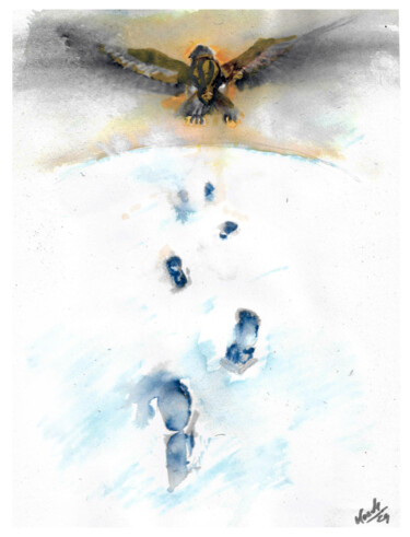 Malerei mit dem Titel "Dreams - Trail" von Jakub Kossakowski (Art After Hours), Original-Kunstwerk, Aquarell