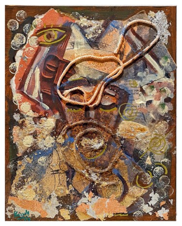 Collages intitolato "Gold - Silience" da Jakub Kossakowski (Art After Hours), Opera d'arte originale, Acrilico
