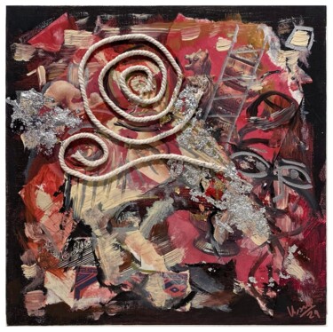 Collages getiteld "COLORS - Red: Remor…" door Jakub Kossakowski (Art After Hours), Origineel Kunstwerk, Acryl