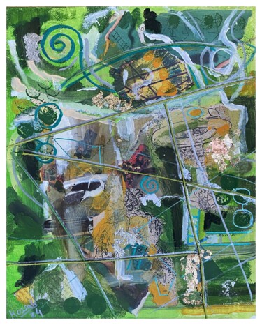 Malerei mit dem Titel "COLORS - Green:  In…" von Jakub Kossakowski (Art After Hours), Original-Kunstwerk, Acryl