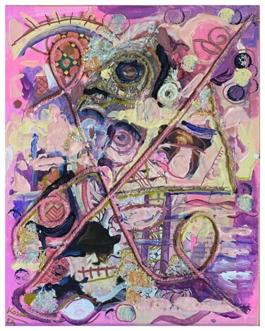 Collages getiteld "COLORS - Pink: Jeal…" door Jakub Kossakowski (Art After Hours), Origineel Kunstwerk, Acryl