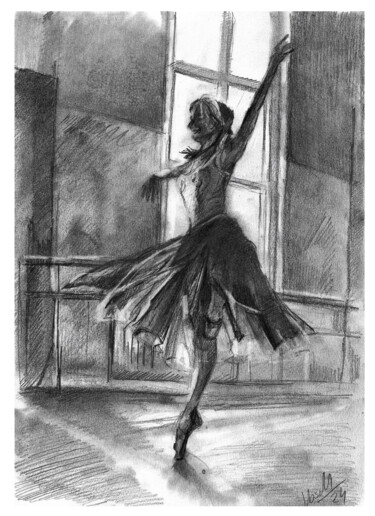Disegno intitolato "Dance - 5" da Jakub Kossakowski (Art After Hours), Opera d'arte originale, Matita