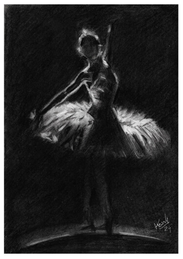 Disegno intitolato "Dance - 8" da Jakub Kossakowski (Art After Hours), Opera d'arte originale, Carbone