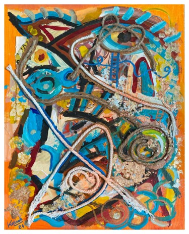 Collagen mit dem Titel "COLORS - Orange: Ex…" von Jakub Kossakowski (Art After Hours), Original-Kunstwerk, Acryl