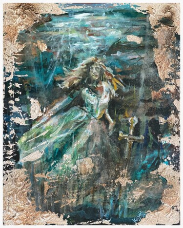 Pittura intitolato "King Arthur - Lady…" da Jakub Kossakowski (Art After Hours), Opera d'arte originale, Acrilico
