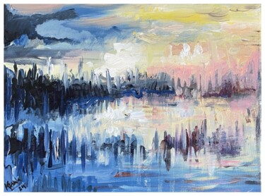Painting titled "Lake - landscape" by Jakub Kossakowski (Art After Hours), Original Artwork, Acrylic