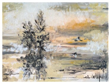 Painting titled "Lake - landscape II" by Jakub Kossakowski (Art After Hours), Original Artwork, Acrylic