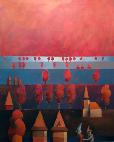 Malarstwo zatytułowany „Osada” autorstwa Jakub Szymański, Oryginalna praca, Akryl