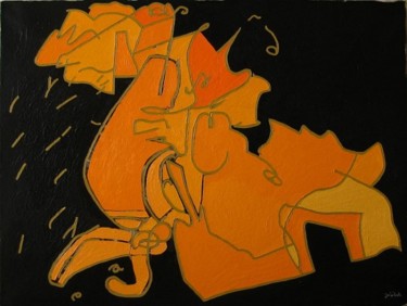 Painting titled "Fiery wild horses i…" by Jakub Jerabek, Original Artwork, Oil