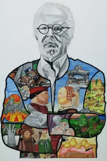 Pintura titulada "Botero y sus obras." por J. Alex Blandón, Obra de arte original, Oleo