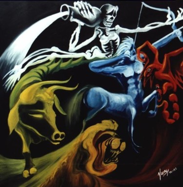 Painting titled "Cosmic Battle" by Aa Juan Lleras, Original Artwork
