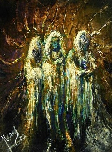Painting titled "Three dark ladies" by Aa Juan Lleras, Original Artwork, Oil