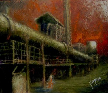 Painting titled "Sandersville's pipe…" by Aa Juan Lleras, Original Artwork, Oil