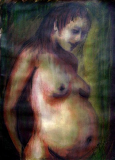 Painting titled "Pregnant" by Aa Juan Lleras, Original Artwork, Oil