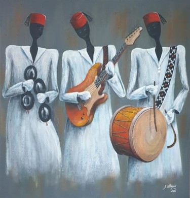 Painting titled "Blues Gnawa" by Jamal El Hajoui, Original Artwork, Acrylic