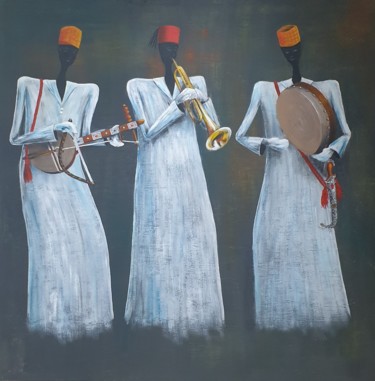 Painting titled "Amazigh Jazz" by Jamal El Hajoui, Original Artwork, Acrylic