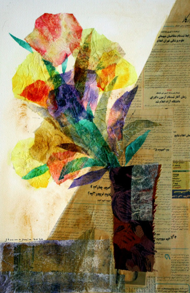 Collages getiteld "Vase and the wall" door Jamaleddin Toomajnia, Origineel Kunstwerk, Collages