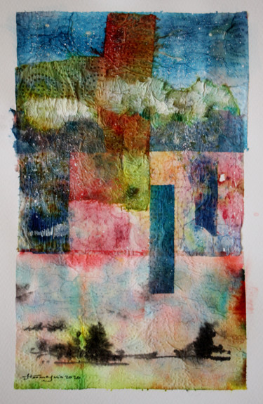 Collages titled "Abstract Landscape" by Jamaleddin Toomajnia, Original Artwork, Collages