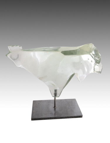 Sculpture titled "The Rooster" by Jamal Alyousif, Original Artwork, Glass